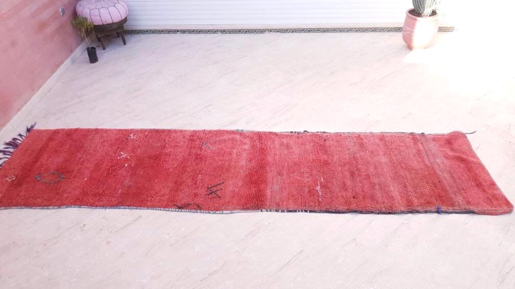 Vintage Moroccan Rug 3.2x12.5 Gorgeous Boujaad Unique runner Rug | Antique Entryway Rug | hallway rug