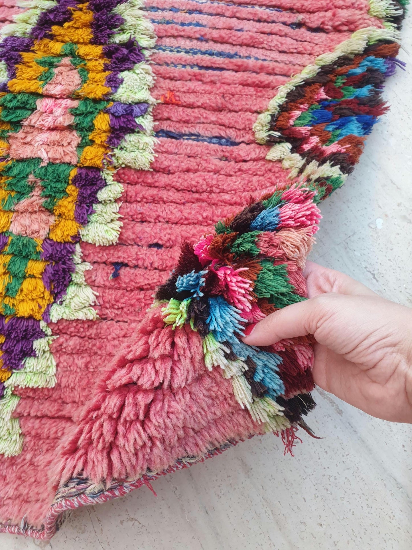 Gorgeous Moroccan rug 2.7x7.2 pink runner rug, Boujaad blush rug, colorful lovely boujaad rug, hallway rug, bedroom rug