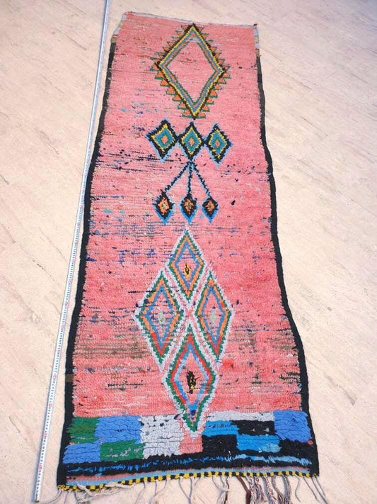 50% OFF CLOSING SALE Vintage Moroccan Runner Rug 3.3x9.3 Unique Stunning Boujaad rug, Artistic rug, Hallway rug, Unique colorful rug