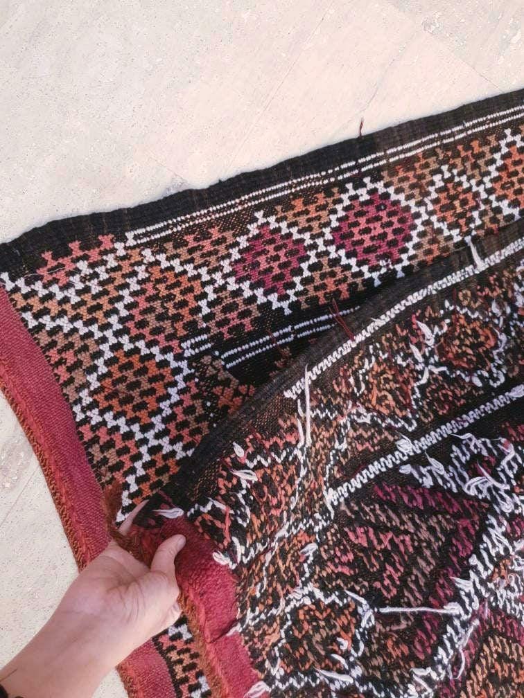 50% OFF SALE Vintage Moroccan Rug 6.3x11.8 Stunning kilim rug, Large area rug Vintage sequins berber rug Bedroom Rug, Warm Red Orang