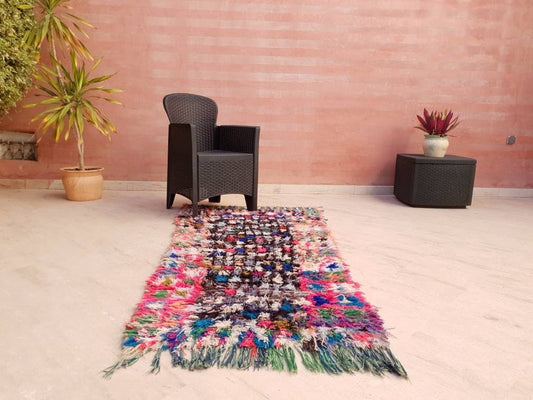 50% OFF CLOSING SALE Vintage Moroccan rug 3x6.6 Super Pretty fluffy Moroccan rug, Boucherouite Bedroom Rug | Colorful Kitchen Rug
