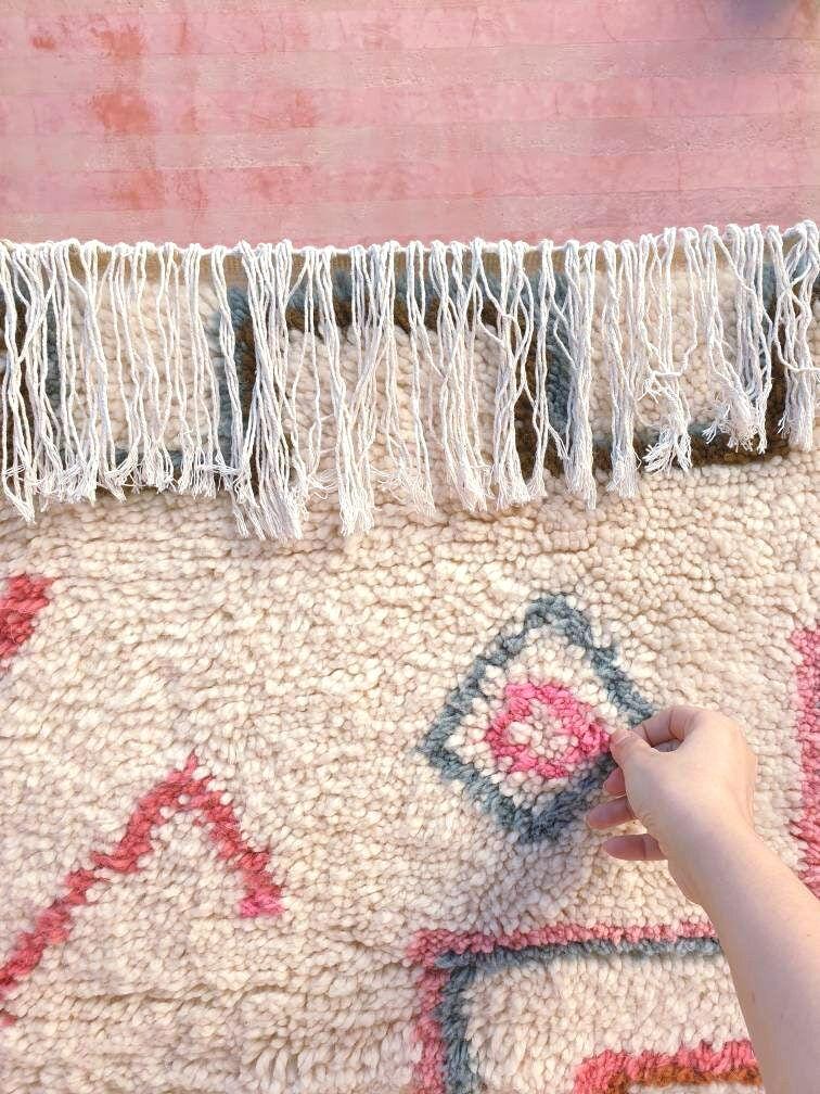 Stunning Moroccan Rug 8.6x10.1 Softest  Azilal Rug, By Me Authentic Atlas Wool Rug, arge berber Pink bedroom rug