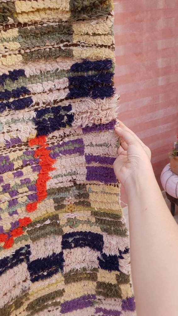 50% OFF CLOSING SALE Vintage Moroccan Rug 2.4x9.2  Stunning Boujaad rug Unique Boujad Runner Rug | Hallway rug | Purple moroccan runner  rug