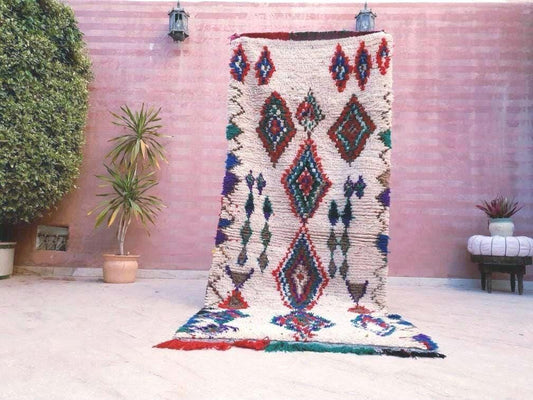 50% OFF CLOSING SALE Vintage Moroccan rug 3.5x8.7 Gorgeous vintage Berber Wool Azilal rug | Handwoven Rug, Abstract Colorful Wool Rug