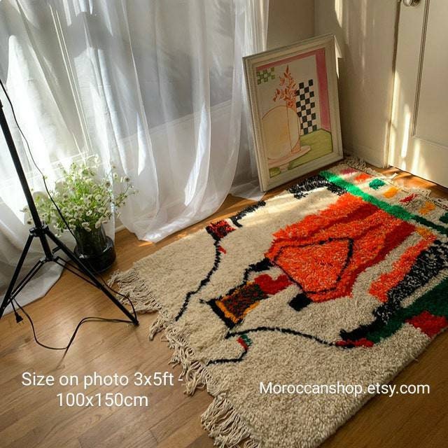 Softest Moroccan rug, Designer Azilal rug Amazing Authentic Berber morrocan rug Colorful rug bedroom rug nursery rug