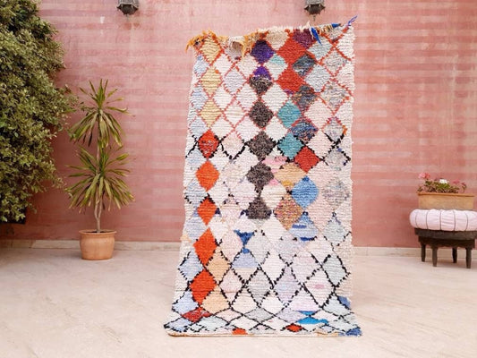 50% OFF CLOSING SALE Vintage Moroccan Rug 3.1x6.7 Super Pretty Boucherouite Rug, Colorful Berber Rug, Artistic accent vintage rug