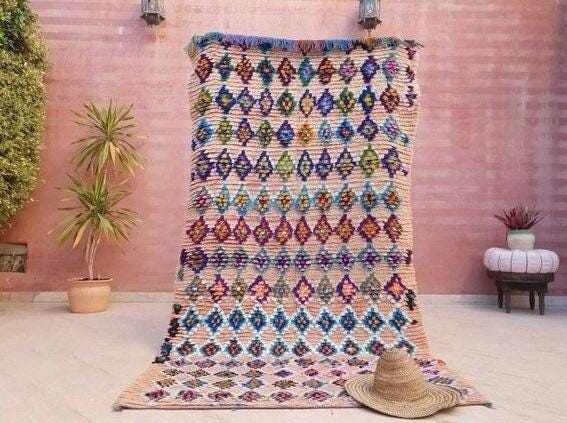 Gorgeous Moroccan Rug 4.5x8.1 Super Pretty Pastels Colorful rug  Blush moroccan rug,  beni ourain rug soft handmade rug living room rug