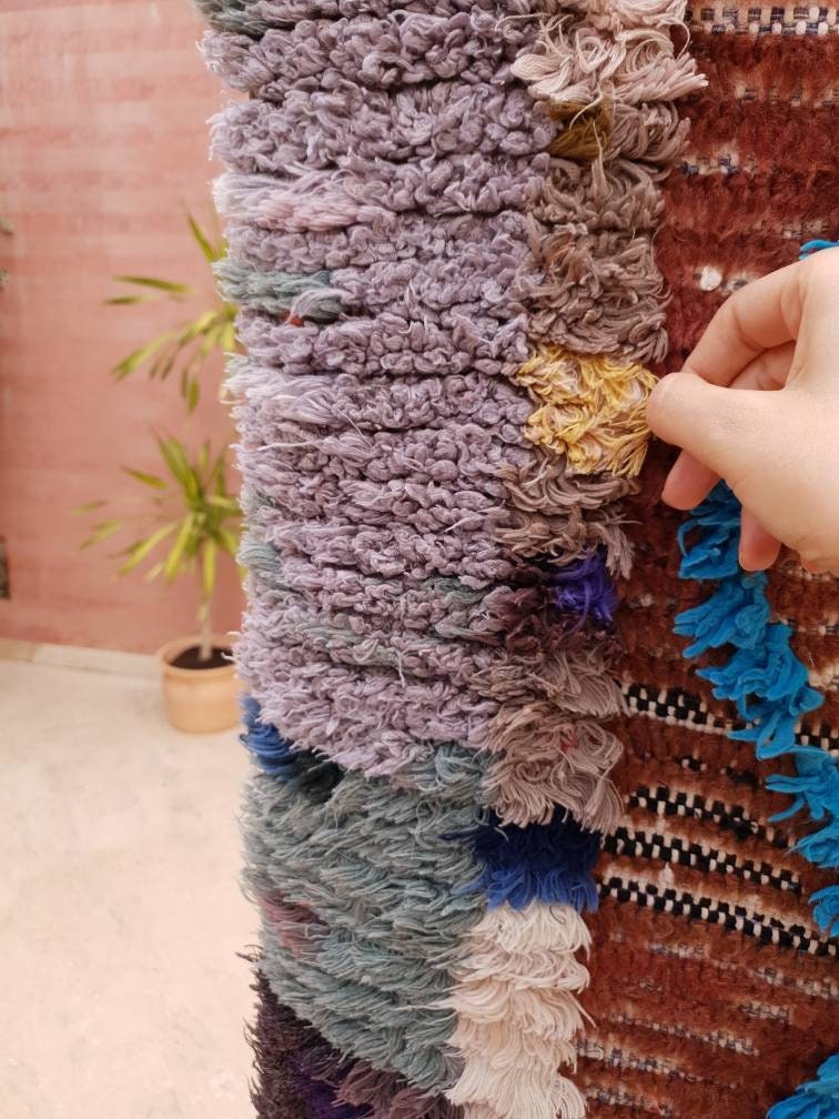 Vintage Moroccan rug 2.9x5.9 Stunning Unique Boujaad rug |  Unique Vintage Boujad Rug | Artistic bedroom Berber rug