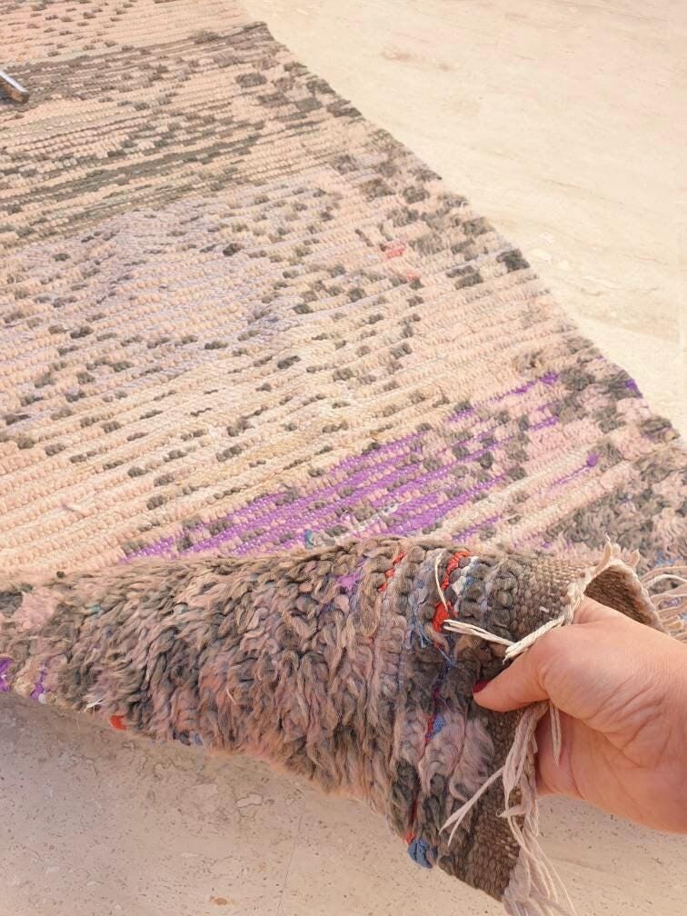 Vintage Moroccan Rug 2.6x7.8 Gorgeous Boujaad rug Purple beige Runner rug Blush mauve Blush Pink Beige rug