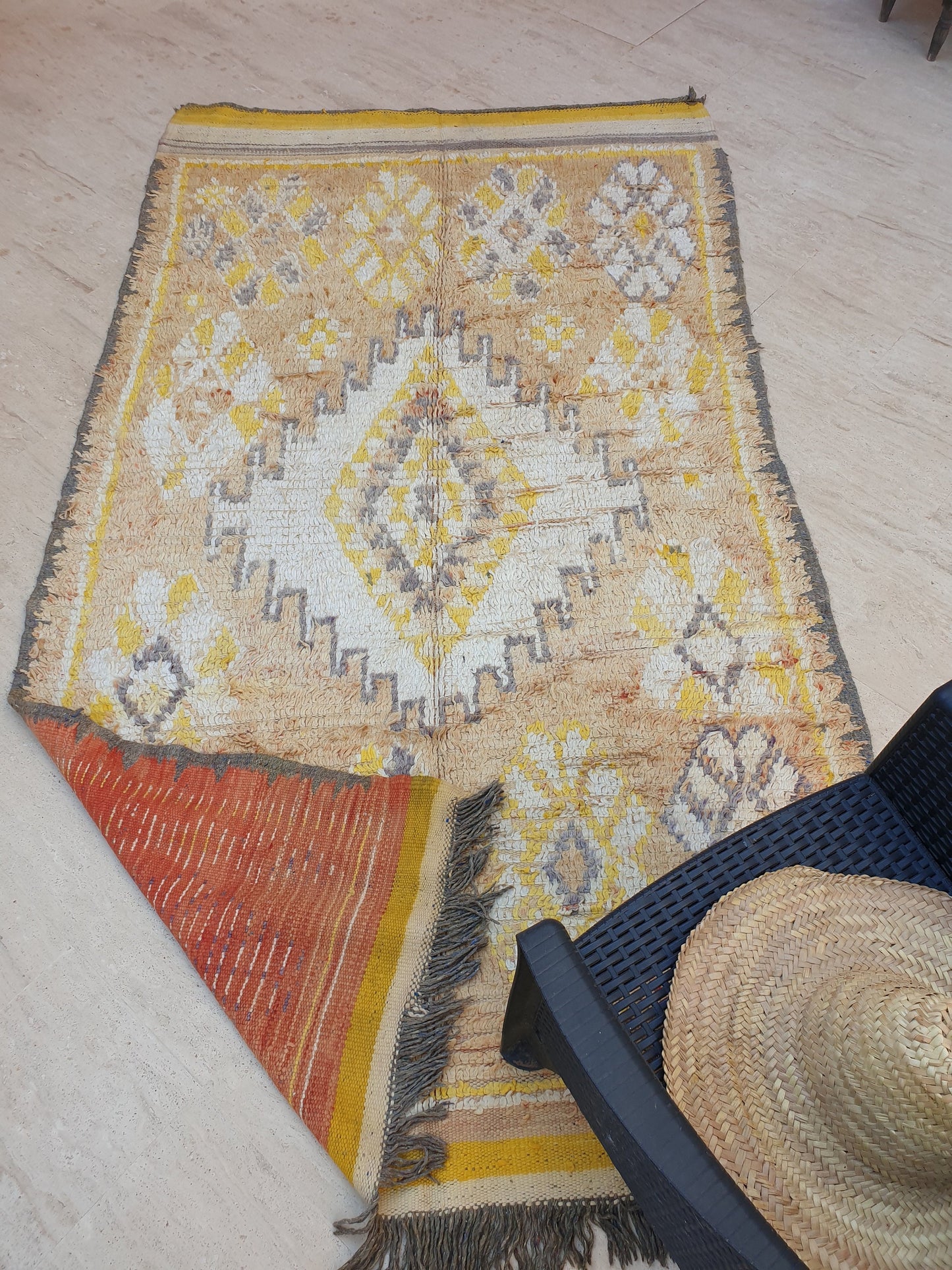 50% OFF CLOSING  SALE Stunning Moroccan rug 5x8.8 Rare Antique Yellow Gray Vintage Boujad rug Authentic  Morrocan Tribal Saffron rug