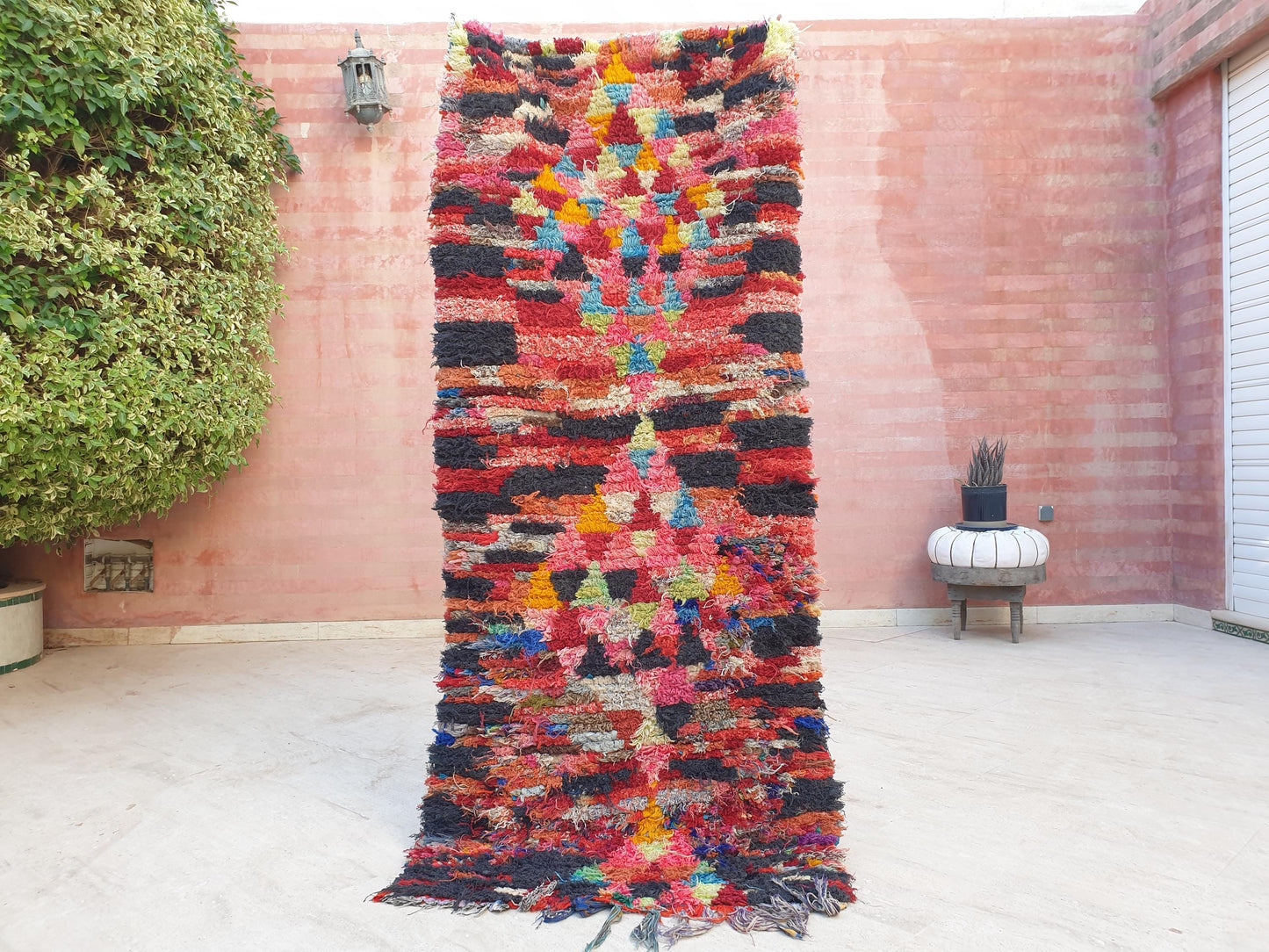 Beautiful Moroccan runner rug 2.8x6.6 Colorful Boucherouite Rug, Tribal Morocco accent rug