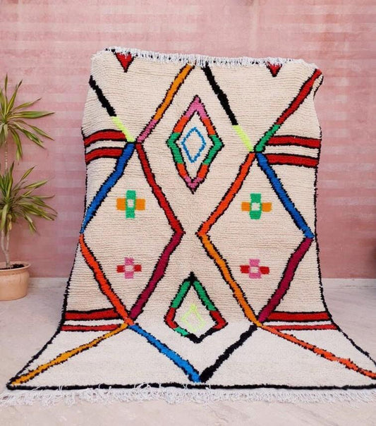 Fine Moroccan rug 5.6x8.5 Original Artist rug, Azilal rug Designer rug, Perfect Bedroom, living room or nursery rug ZAYA145