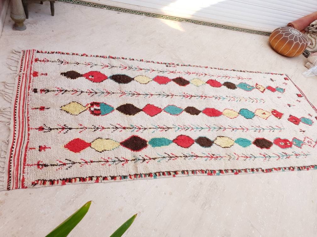 Vintage Moroccan Rug 5x11 Gorgeous Vintage Azilal Rug vintage Berber Rug, large Handmade Rug antique living room rug