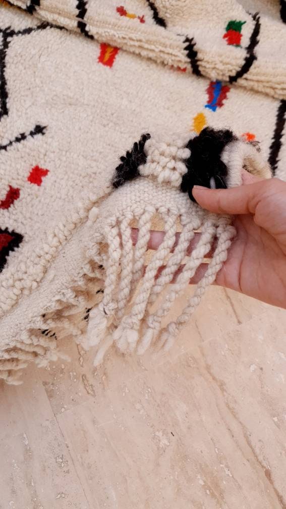 Gorgeous Moroccan Rug 5.5x8.8 by ME, designer Soft Berber Azilal Rug, beni ourain rug, Nursery rug bedroom rug