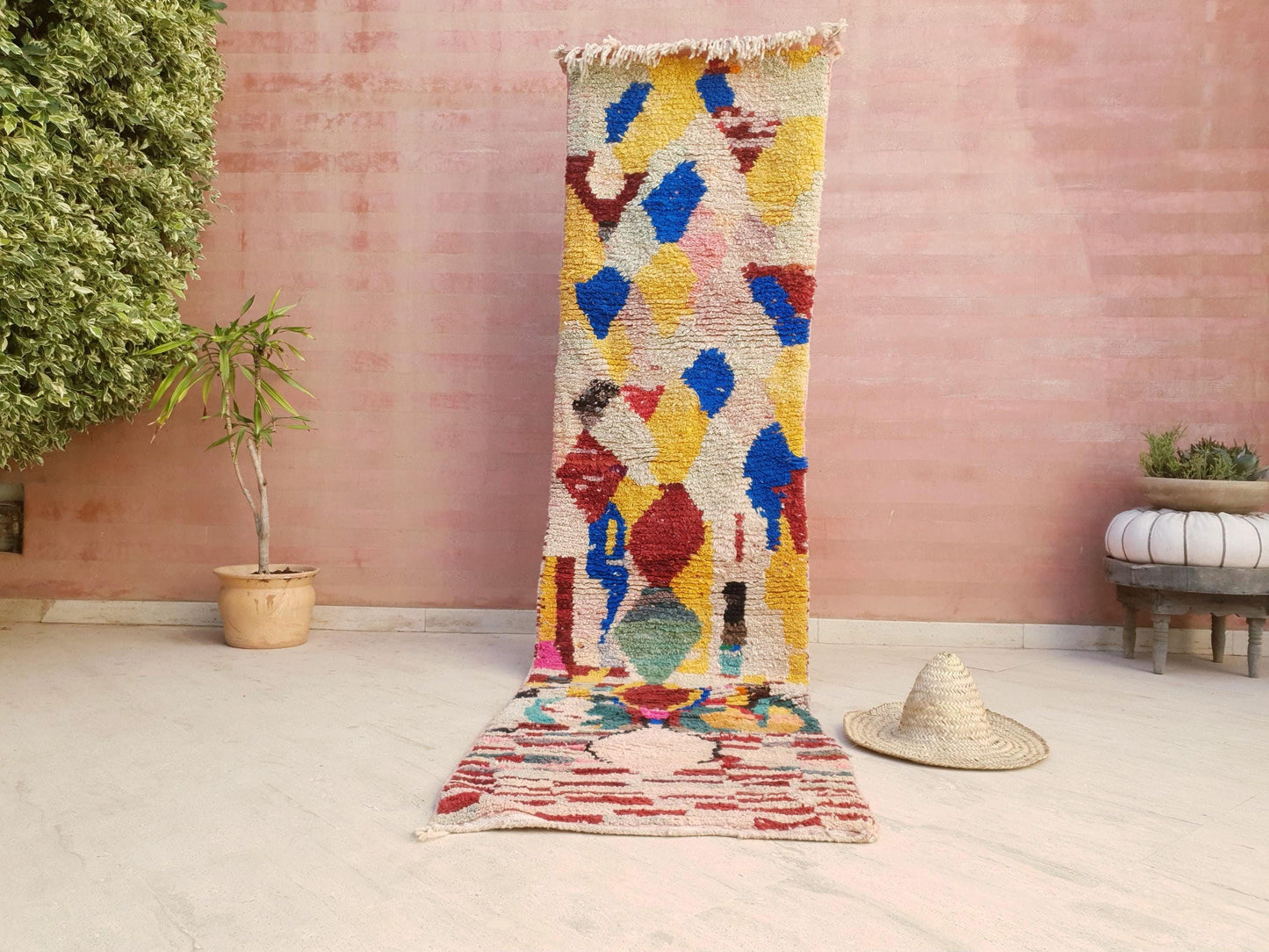 50% OFF CLOSING SALE Gorgeous Moroccan Rug 2.5x10  Unique Boujaad runner rug, Colorful Artistic rug, Abstract Wool Hallway rug