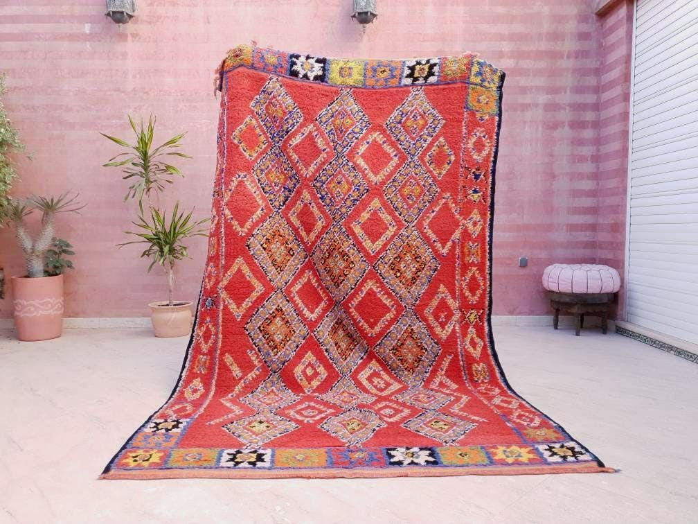 Stunning Vintage Moroccan rug, 5.7x9.2 red Boujaad rug blush warm tones bedroom living room rug boho rug berber ru