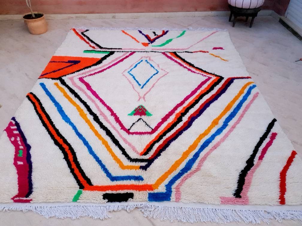 Softest Moroccan rug, 8.3x10 Gorgeous Large Azilal rug Authentic Berber morrocan rug Colorful rug bedroom rug