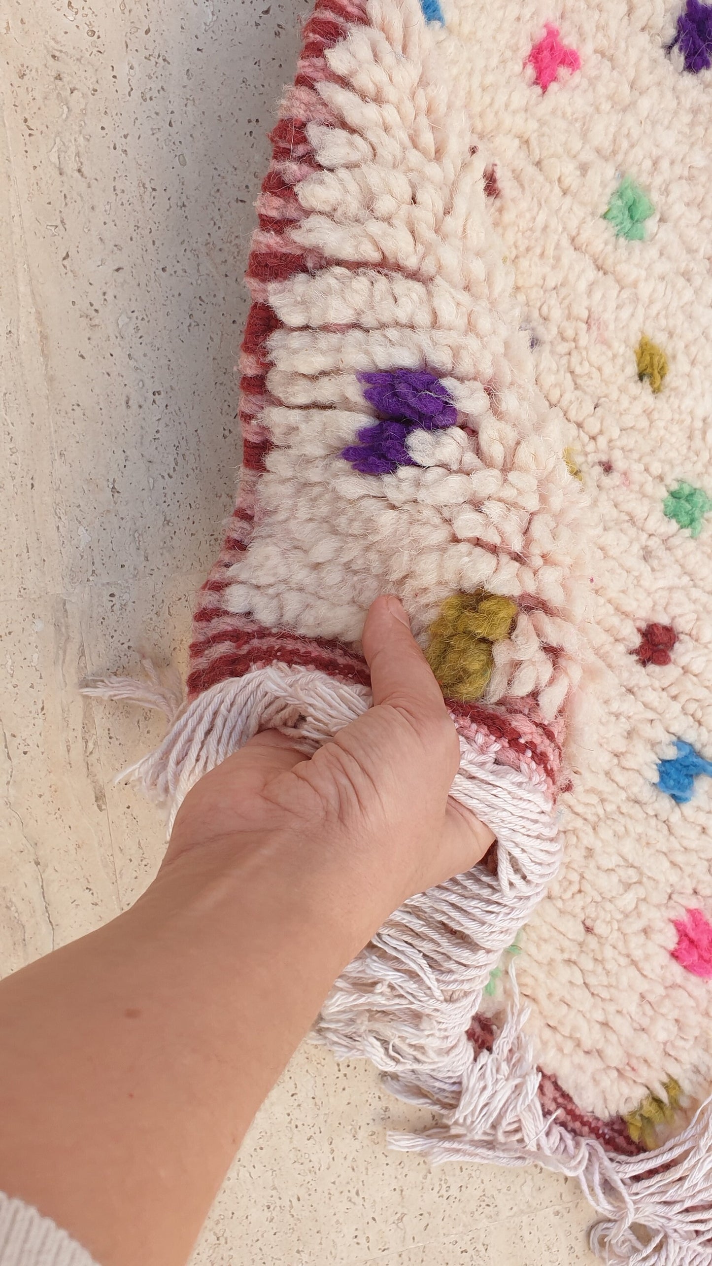 50% OFF CLOSING SALE Beautiful Moroccan Runner rug 2.4x6.8 dotted wool rug,colorful dots moroccan carpet, berber tribal rug