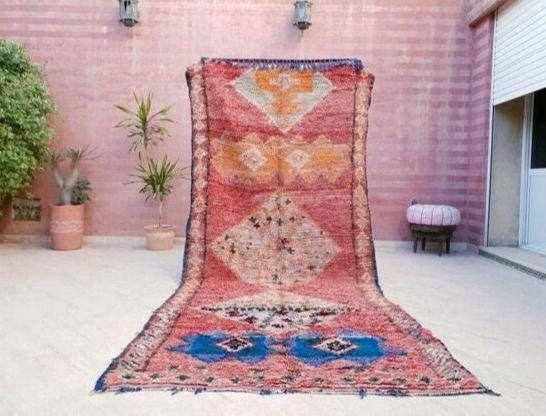 Gorgeous Vintage Moroccan Rug 5x11.5 Marvelous Vintage Boujaad rug | Large Berber rug boujad rug blush beni ourain rug