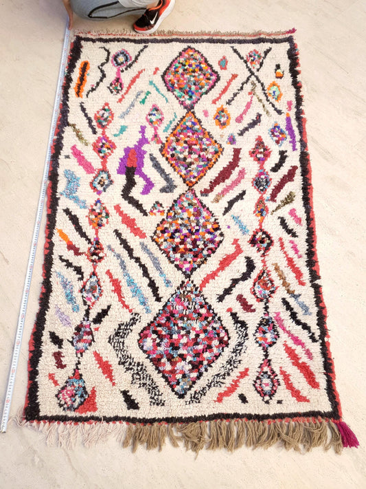 50% OFF CLOSING SALE Vintage Moroccan Rug 4x6.2 Super Pretty vintage Moroccan Rug, colorful azilal rug artistic rug, boho boujaad accent rug