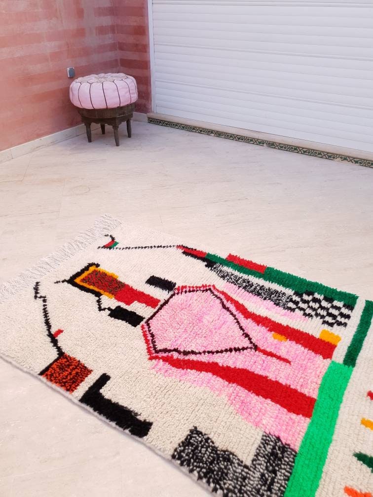 Fine Moroccan rug, 3.5x5.1 original Artist rug Azilal rug Designer rug berber colorful rug bedroom rug l