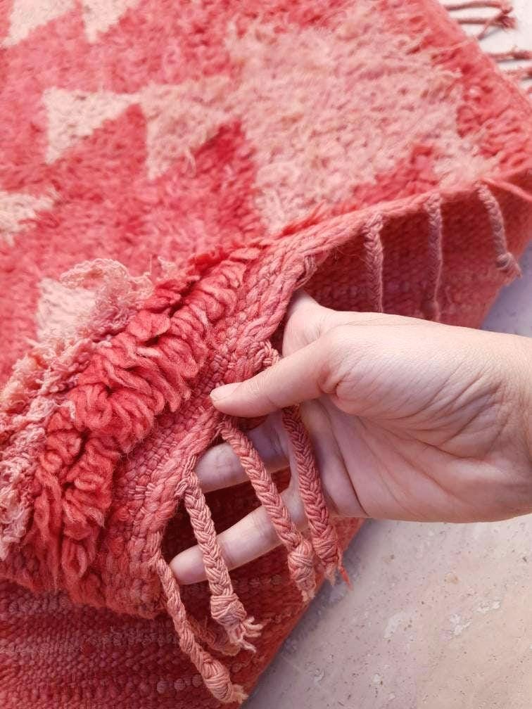 50% OFF CLOSING SALE Vintage Moroccan rug 4x7.5 Stunning Blush Red Boujaad rug | Blush Abstract rug | bedroom  handmade wool rug