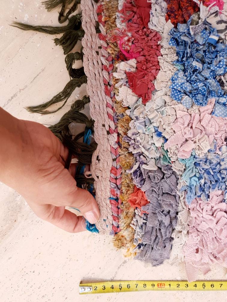 Vintage Moroccan Rug 2.6x5.6 Unique Boucherouite rug,  berber rug, Tribal Abstract rug, boho moroccan rug,Antique accent rug