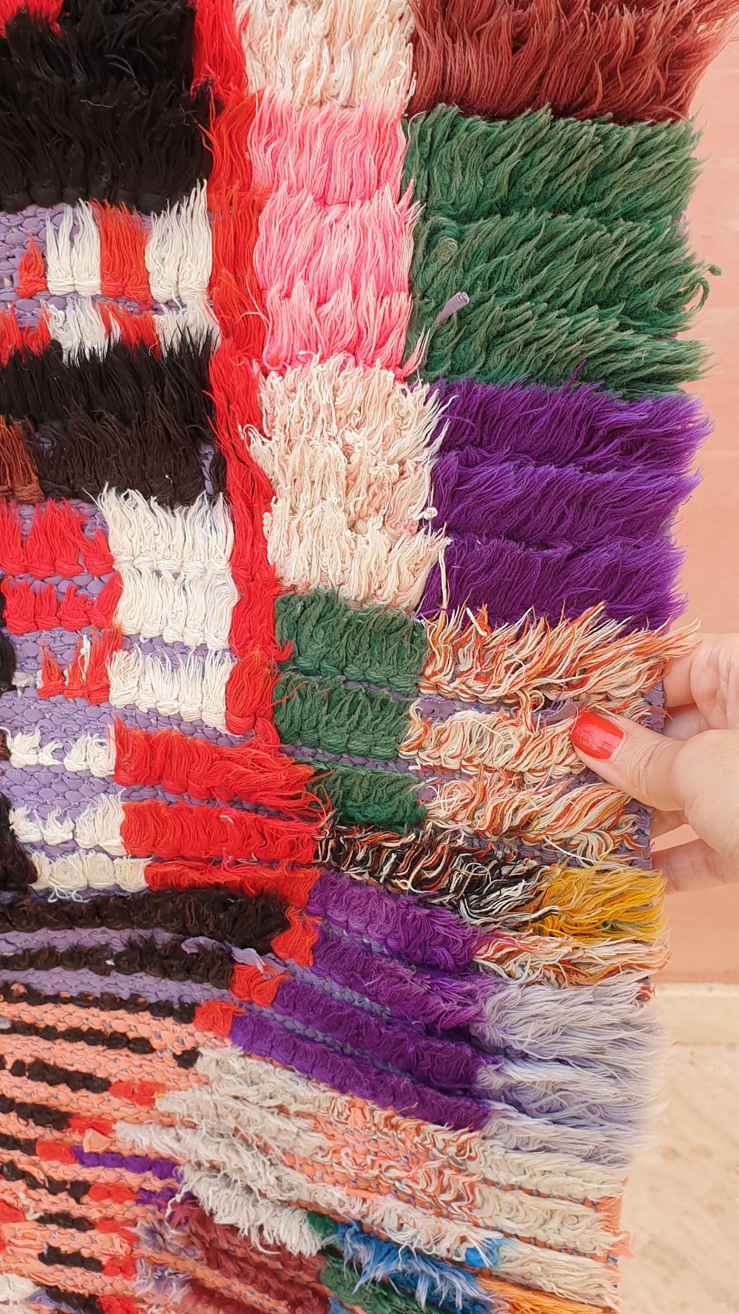 Vintage Moroccan Rug 2.2x7.6 Super Pretty Runner Rug | Boujaad Rug  | Antique Berber Boucherouite Rug | Hallway Rug | Vintage Entry way Rug