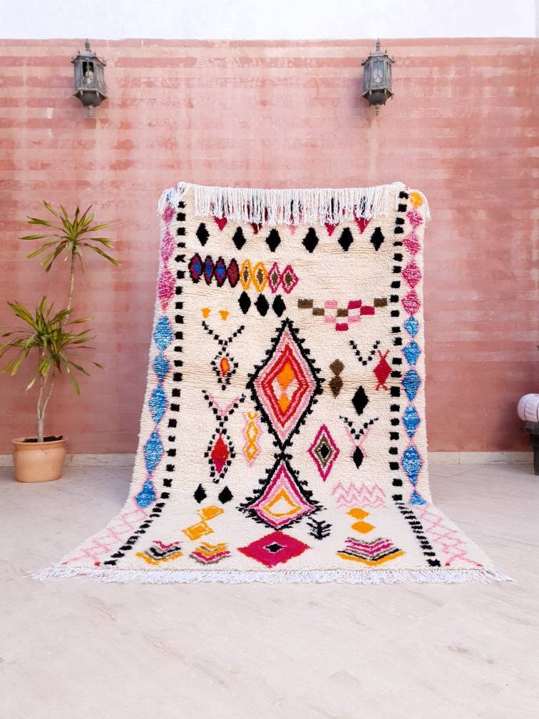 Fine Moroccan rug, 5x8.5 Original Artist rug BY ME, Azilal rug Designer rug Berber colorful rug morrocan rug Bedroom rug living room rug