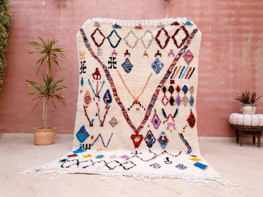 Fine Moroccan Rug 5.3x8.6 Azilal Rug "Lady in Red" Super Pretty Berber rug, Authentic Wool High Atlas Morocco rug, bedroom  nursery rug