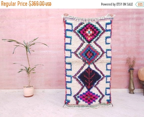 Vintage Azilal rug 3.3x6.5 Moroccan Rug, Runner Rug, Berber Rug, bedroom rug, living room rug, bedside rug, bohemian rug, tribal rug