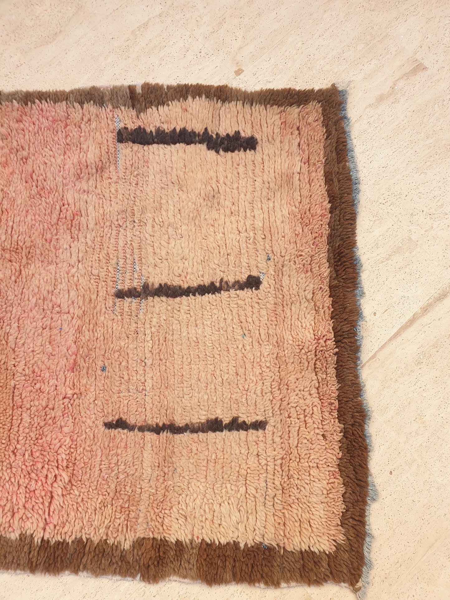 Vintage Moroccan Rug • 3.1x8.7 ft • vintage blush hues abstract Berber Runner • Wool on Boucherouite Base • earth tones  Hallway Rug •