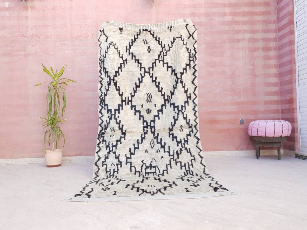 50% OFF CLEARANCE SALE Vintage Moroccan rug 4x8.5 berber Azilal rug bedroom rug living room rug geometric boujaad rug, handmade antique rug