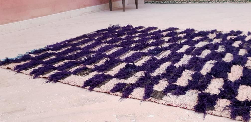 50% OFF CLOSING SALE Vintage Moroccan Rug, Unique Checkered Blush powder Pink and Purple Boujaad Rug boucherouite rug, Unique accent rug