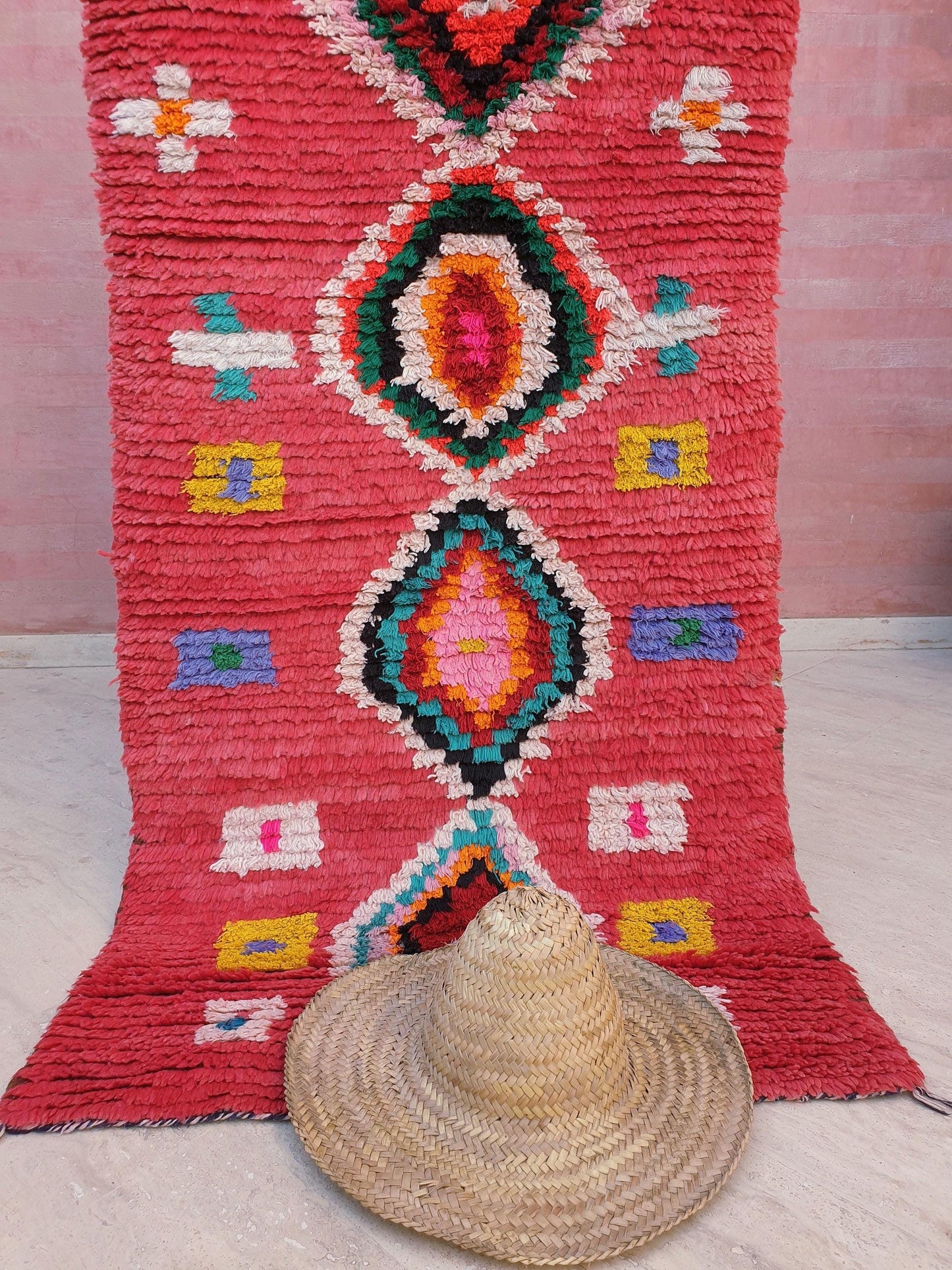 50% OFF CLOSING SALE Moroccan Runner Rug 3x7 Super Pretty Colorful Boujaad rug "HappY"  Super unique soft rug living room rug