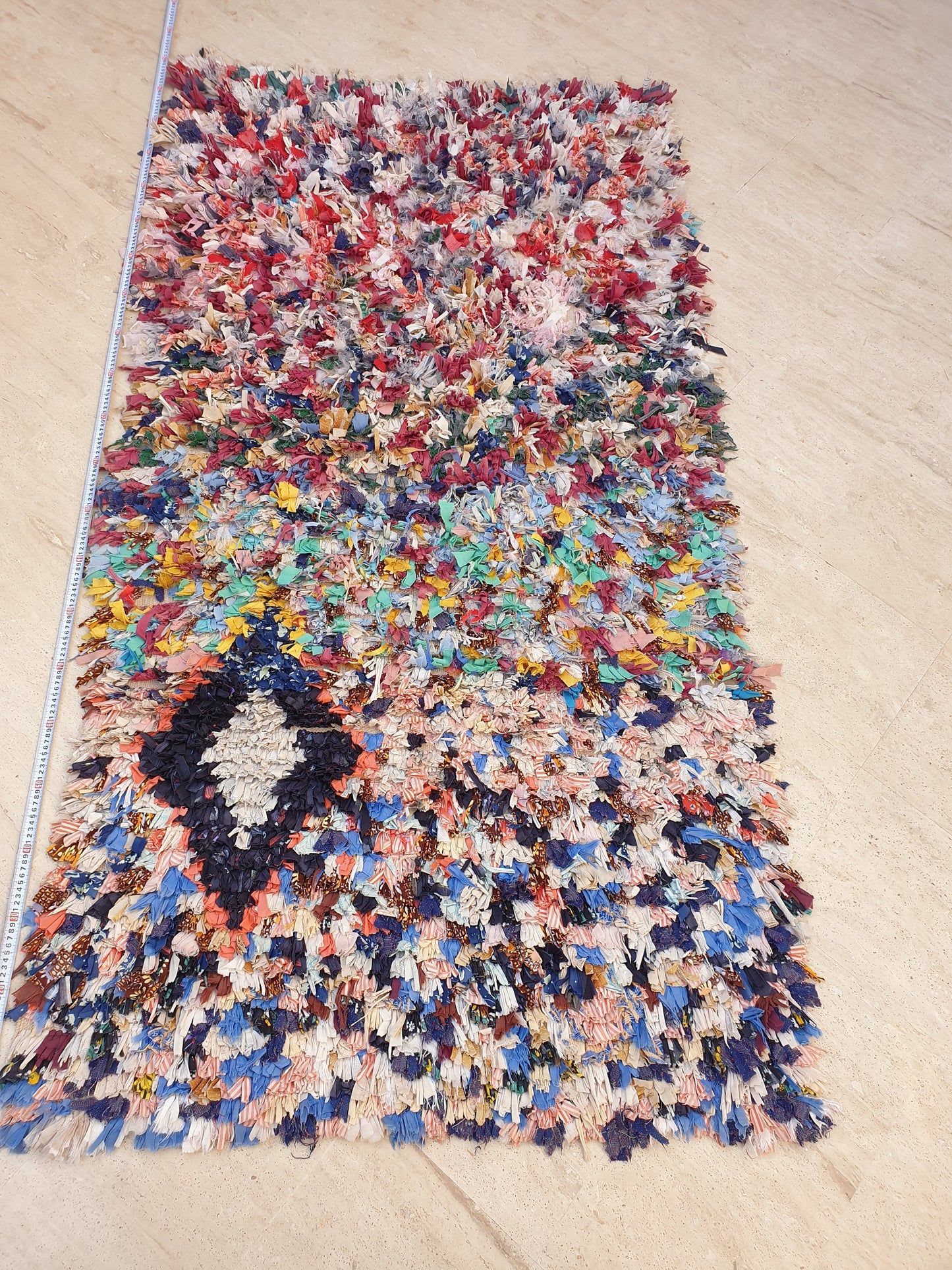 Gorgeous colorful Moroccan Rug 3.8x7.2 Starry Night Fun Tribal Rug, Boucherouite Rug, cheerful rag Berber Rug