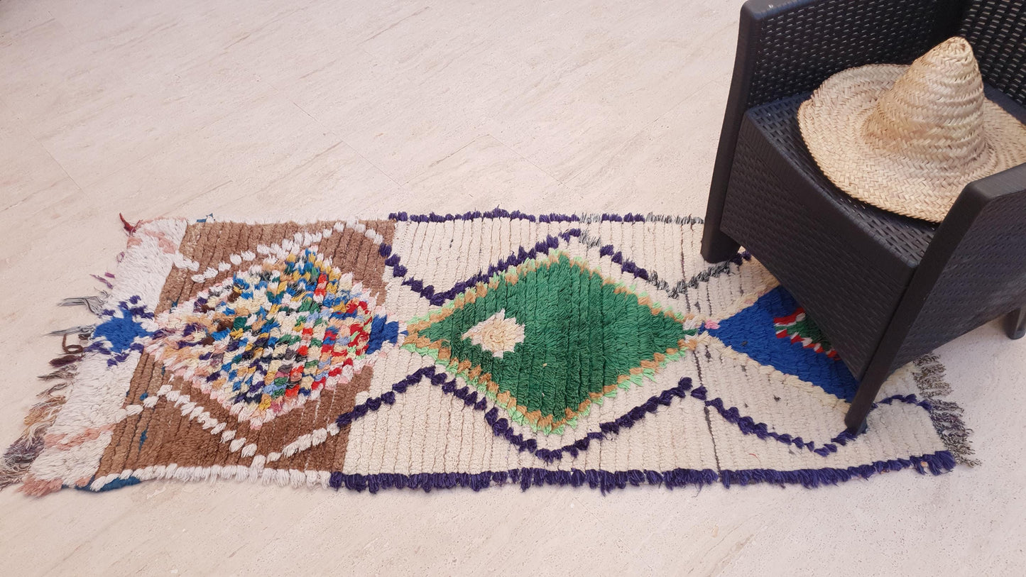 Gorgeous Vintage runner rug 2.4x5.9 beige pink abstract hallway rug, pastel muted tones kitchen rug