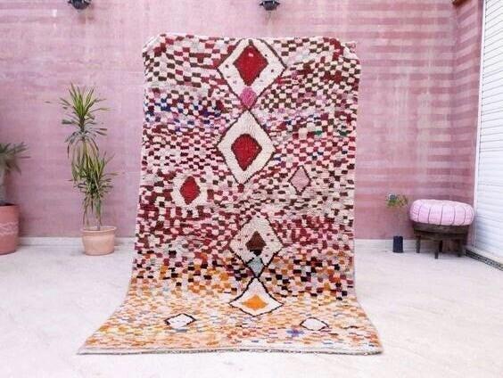 50% OFF CLOSING SALE Vintage Moroccan rug 5x8 boujaad rug gorgeous authentic Berber beige living room rug bedroom rug beni ourain rug