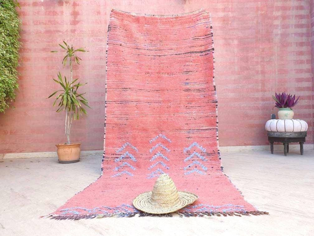 50% OFF CLOSING SALE Vintage Moroccan Rug 4.1x9.2 gorgeous Pink rug Boujaad rug Tribal berber rug boujad rug Cyan Pink berber rug