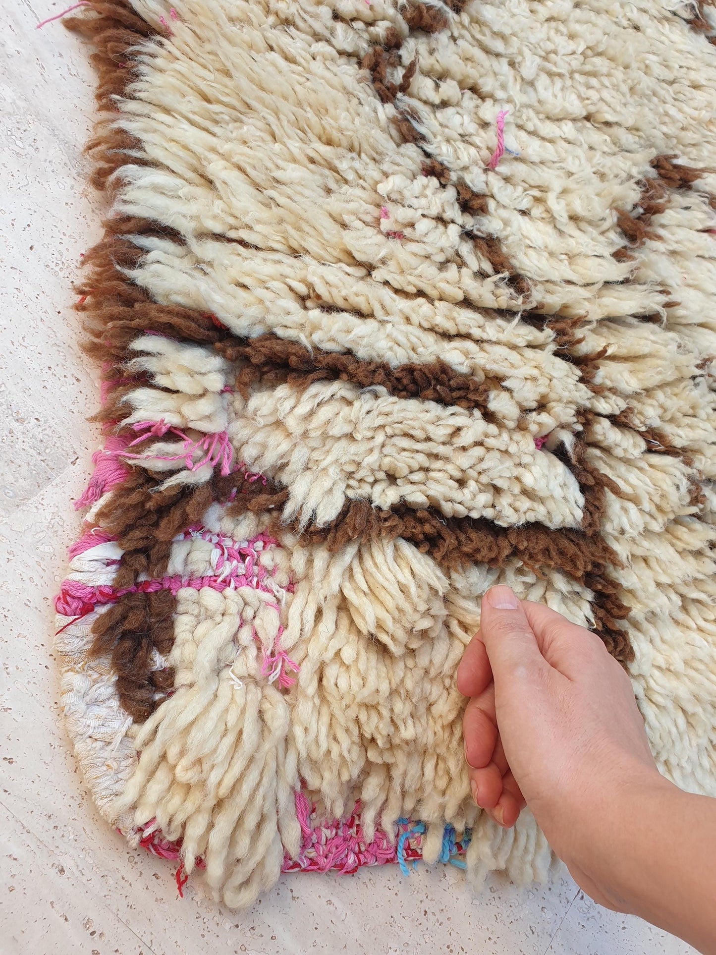 Vintage Moroccan rug 2.2x5 Gorgeous offwhite Beige  rug | Unique Authentic vintage azilal  rug boujaad rug