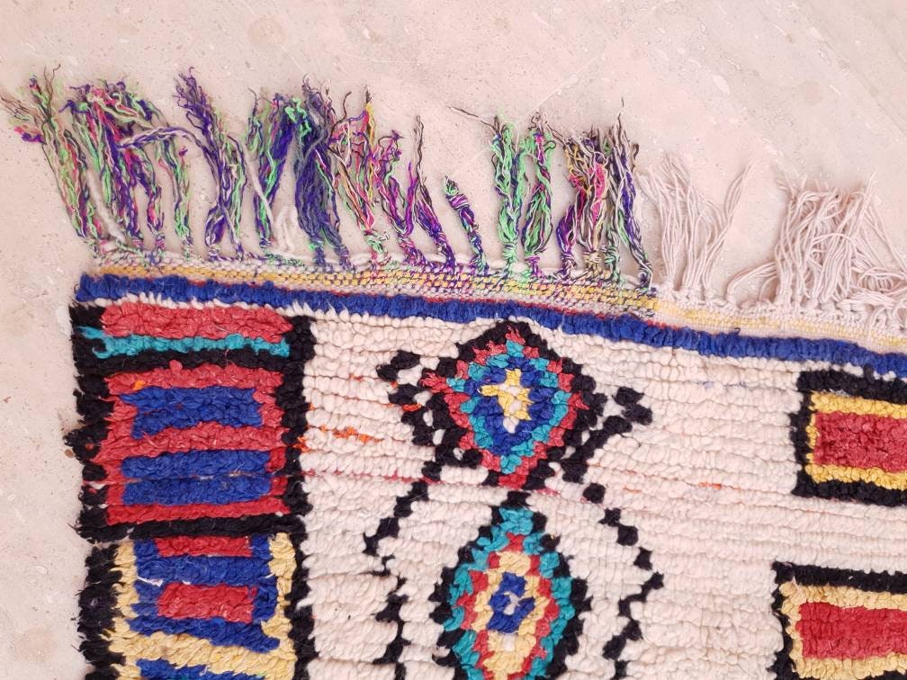 50% OFF CLOSING SALE Vintage Moroccan Rug, Stunning Genuine Unique Azilal Rug 4.6x6.7 Authentic Antique Berber Rug | living room boujaad rug