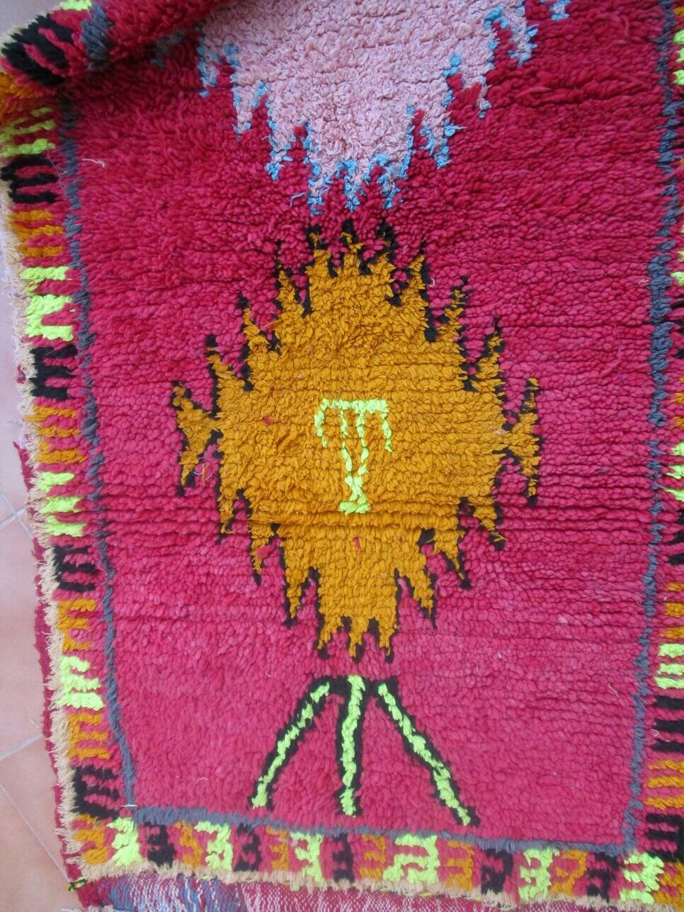 Vintage Moroccan rug, Vintage azilal rug Authentic Morrocan rug boucherouite rug bedroom rug living room rug, accent rug red runner rug