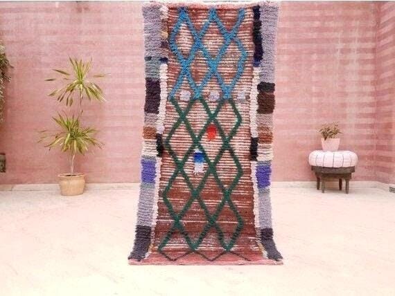 Vintage Moroccan rug 2.9x5.9 Stunning Unique Boujaad rug |  Unique Vintage Boujad Rug | Artistic bedroom Berber rug