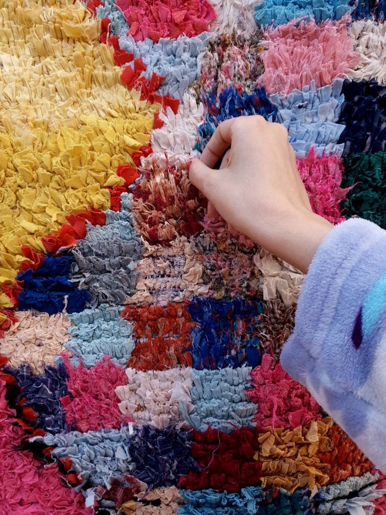 Vintage Moroccan Rug 3x9 Super Pretty Runner Rug | Boujaad Rug  | Berber Boucherouite Rug | Hallway Rug | Vintage Entry way Rug