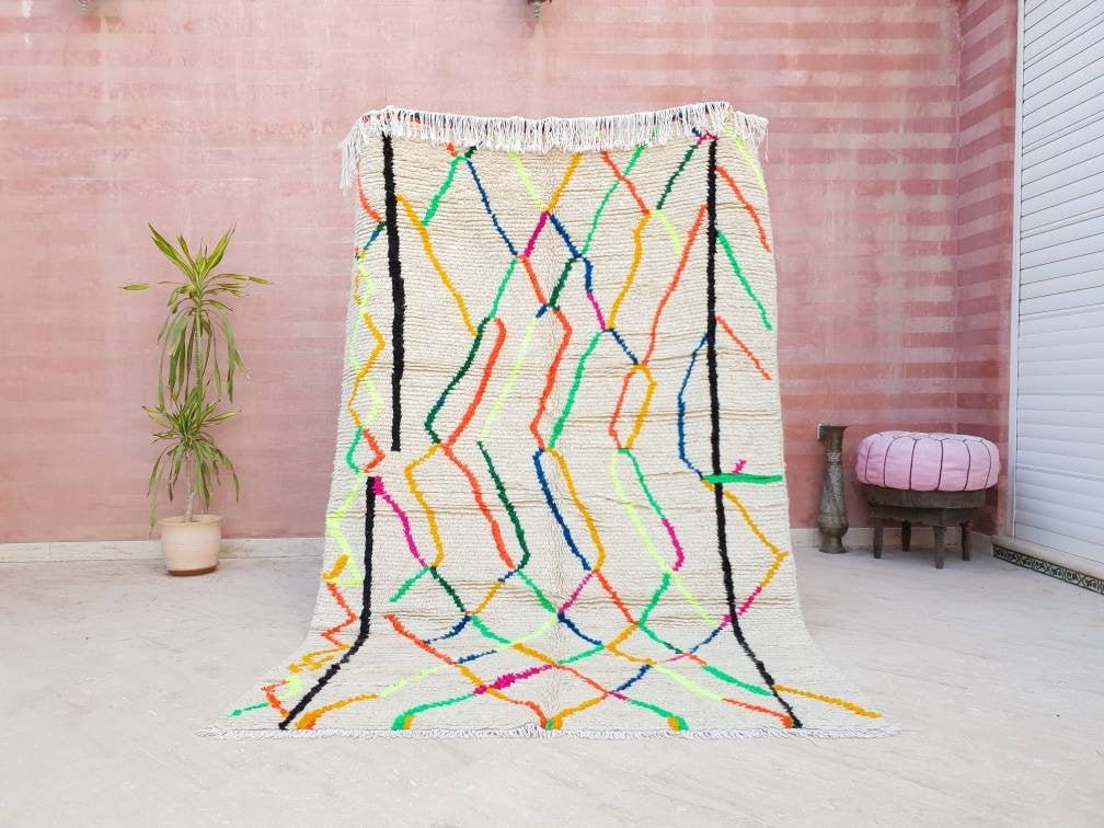 50% OFF CLOSING SALE Authentic Moroccan Rug 5x8 Fine Berber Azilal Rug unique Authentic Moroccan Wool rug soft bedroom rug living rug