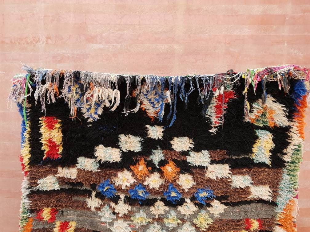 Vintage Moroccan Rug 3.5x7.5 Stunning Vintage Boujaad Rug, Berber Artistic Rug, bedroom rug, bedside rug, artistic rug