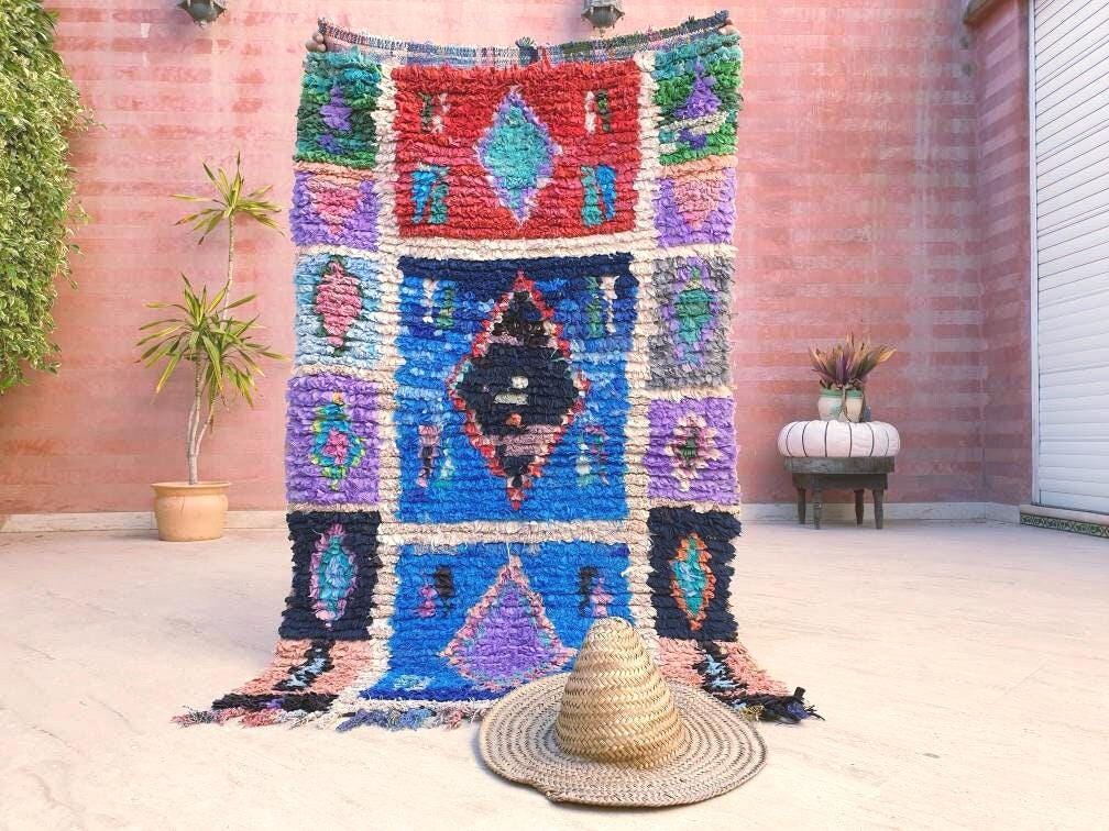 Vintage Moroccan Rug  Super Pretty Runner Rug 3.1x5.1 Boujaad Rug  | Antique Berber Boucherouite Rug  Vintage Accent Rug, Entry way Rug