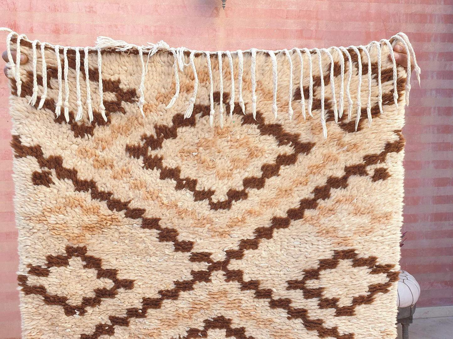 50% OFF CLOSING SALE Vintage Moroccan Rug 2.4x6.4  Gorgeous offwhite Beige rug |  geometric beige brown azilal  rug boujaad rug | entr