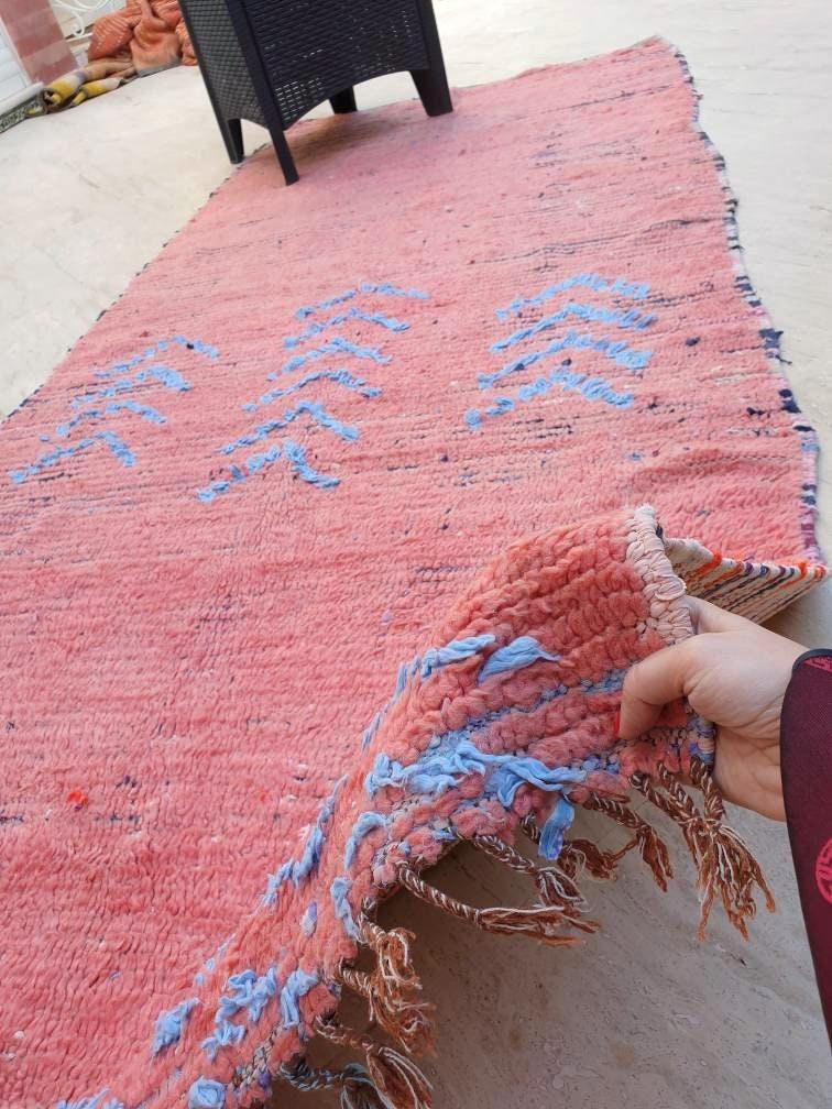 50% OFF CLOSING SALE Vintage Moroccan Rug 4.1x9.2 gorgeous Pink rug Boujaad rug Tribal berber rug boujad rug Cyan Pink berber rug