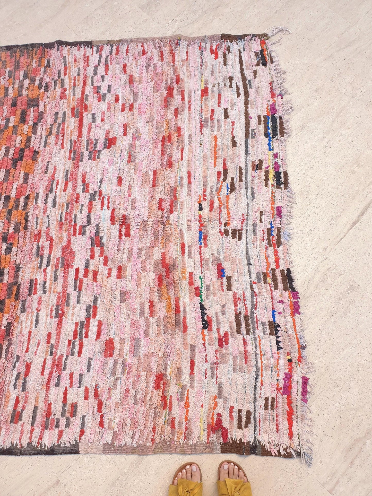 50% OFF CLOSING SALE Vintage Moroccan Rug 5.5x6.5 Stunning Checkered Boujaad Rug, blush berber rug, pink checkered Hallway Rug | accent rug